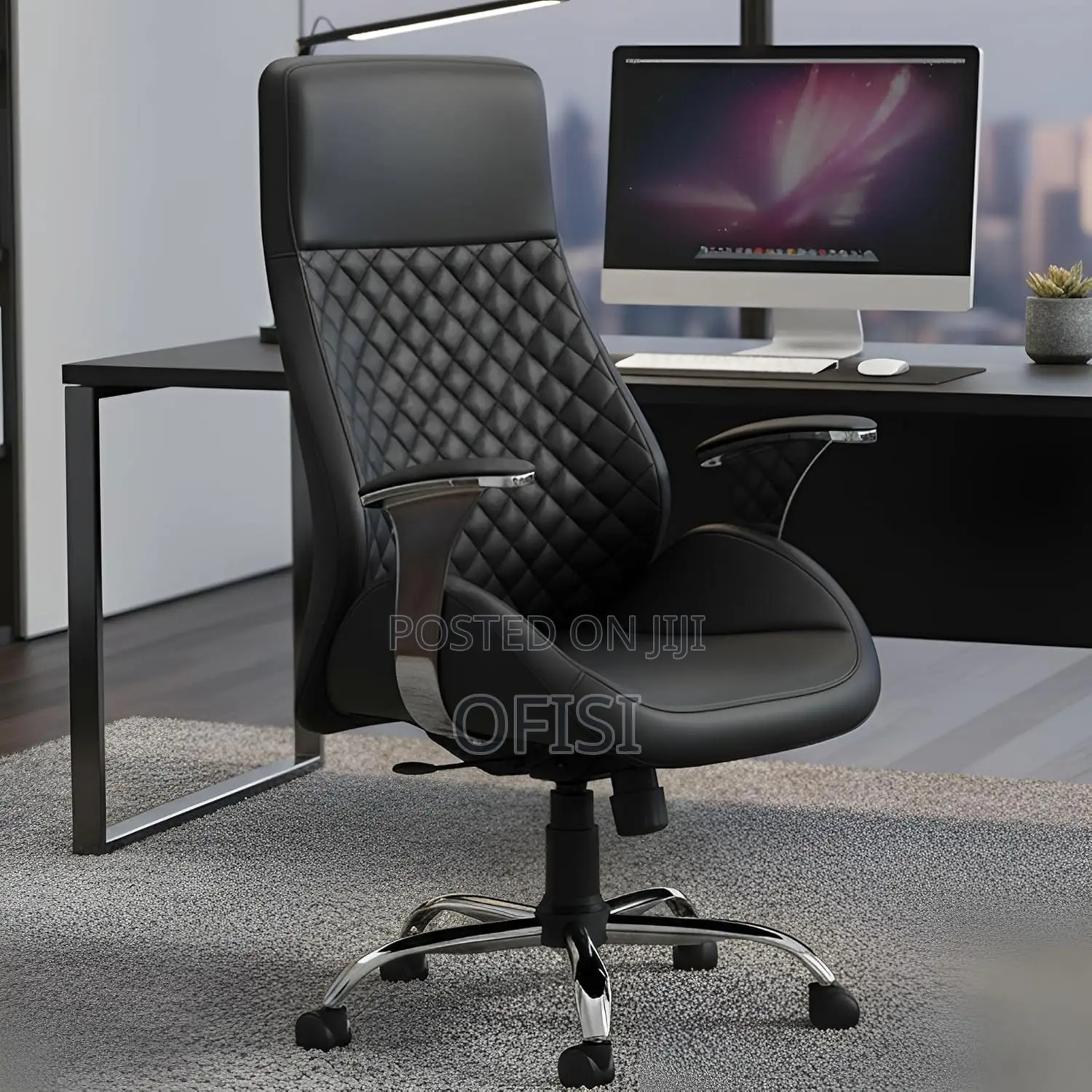 Office Chair; Leather High-Back Executive Office Chair