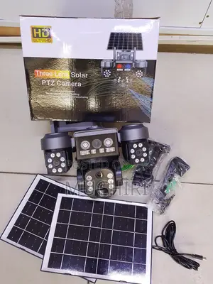 V380 4g Triple Lens 3 Lens Dual Panels With 15x Zoom Solar Camera