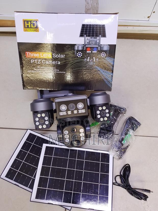V380 4g Triple Lens 3 Lens Dual Panels With 15x Zoom Solar Camera