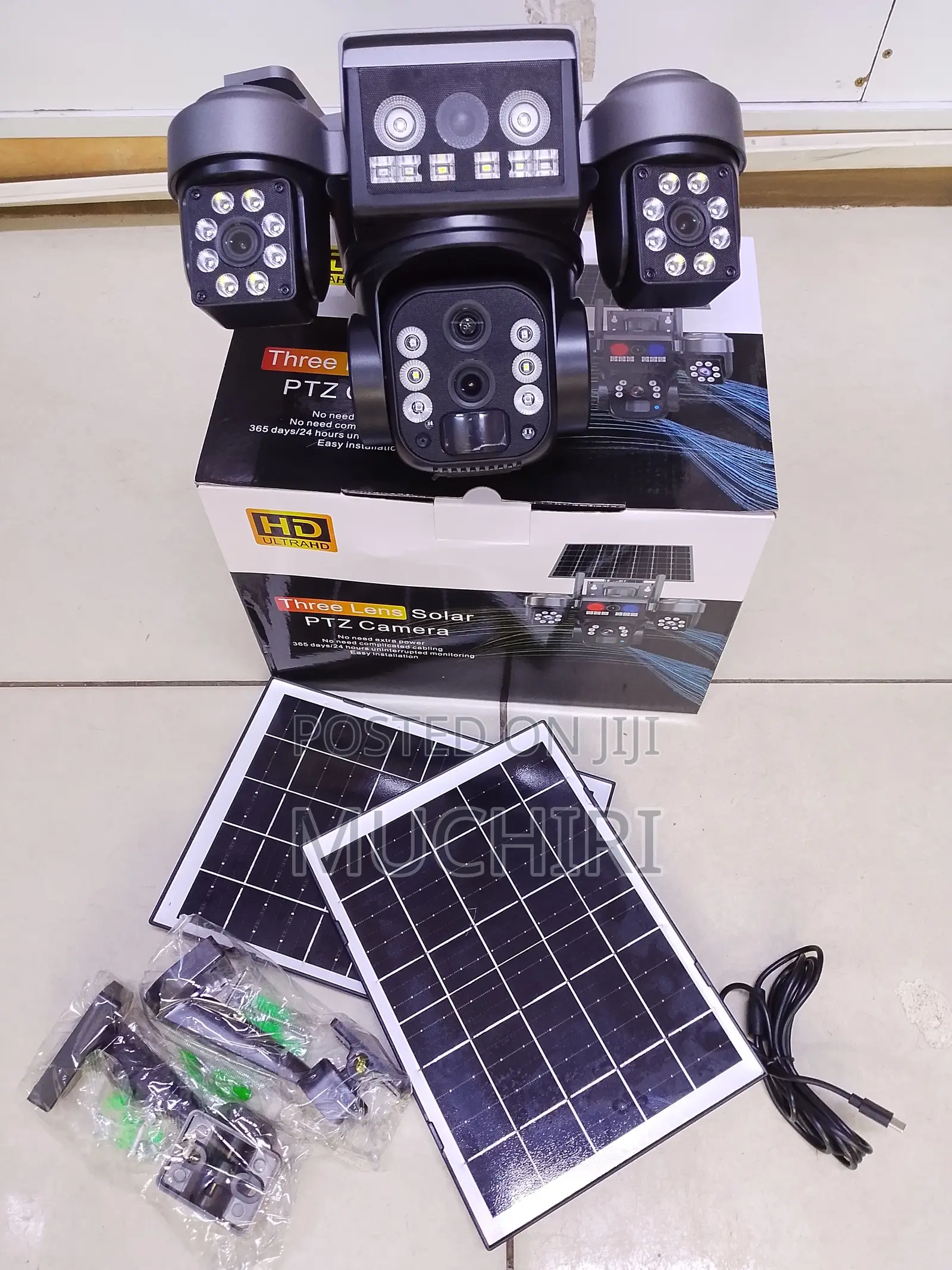 V380pro 4g Triple Lens Dual Panel Security Solar Camera Colored Vision