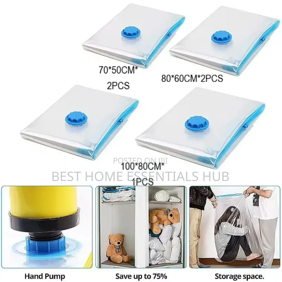*5pcs Compression Vacuum Storage Bags With a Manual Pump