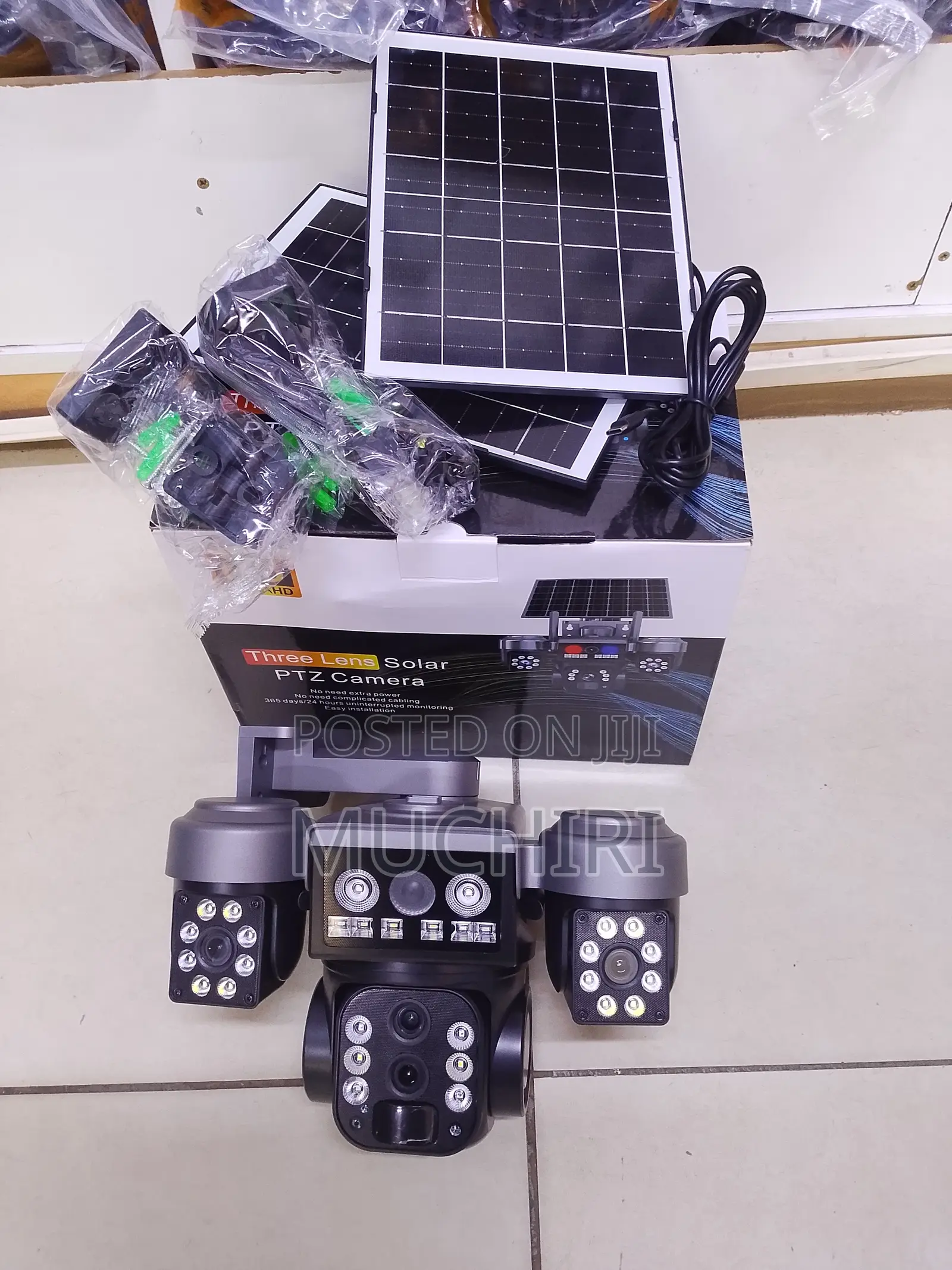 4g Triple Lens Dual Panel PTZ Solar Surveillance Camera V380