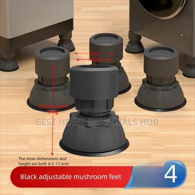 *4pcs Adjustable Washer Fridge Foot Pads-black Grey - thumbnail 2