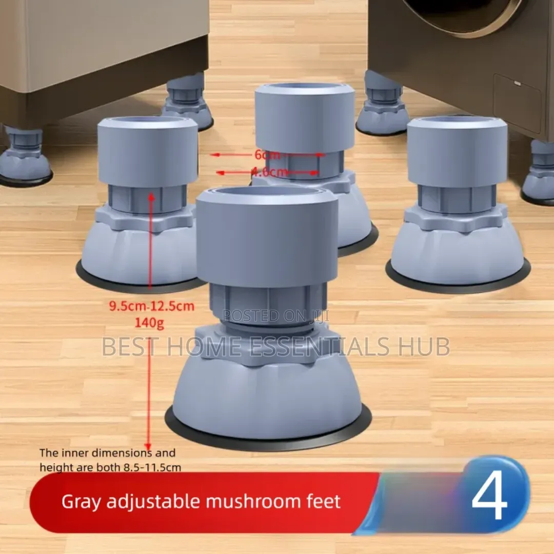 *4pcs Adjustable Washer Fridge Foot Pads-black Grey