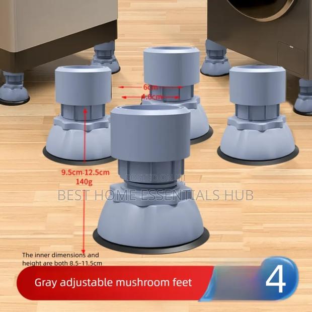 *4pcs Adjustable Washer Fridge Foot Pads-black Grey - thumbnail 4
