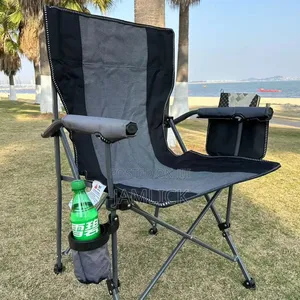 Grey Heavy Duty Folding Portable Camping Chair Outdoor Seat - Gn