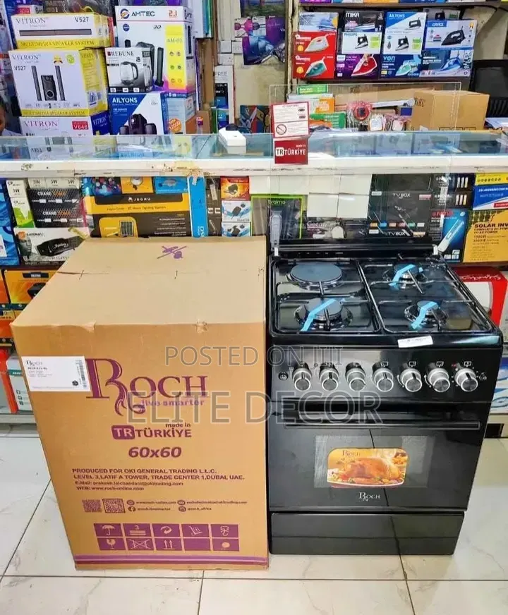 Turkey Roch Black 60×60 Standing 3+1 Cooker Electric Oven.