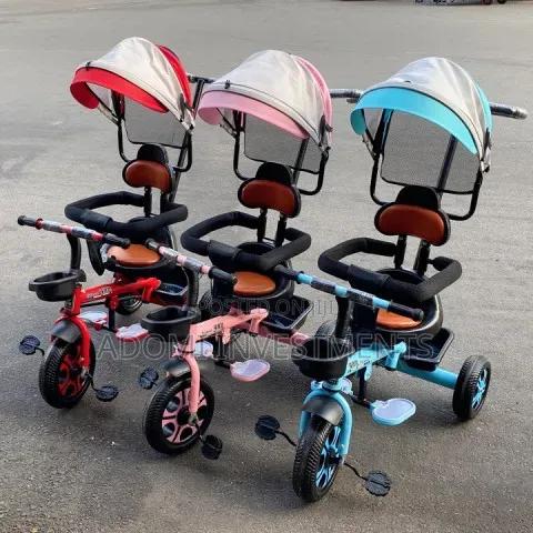 Kids' Tricycle With A Parent Push Handle And Canopy