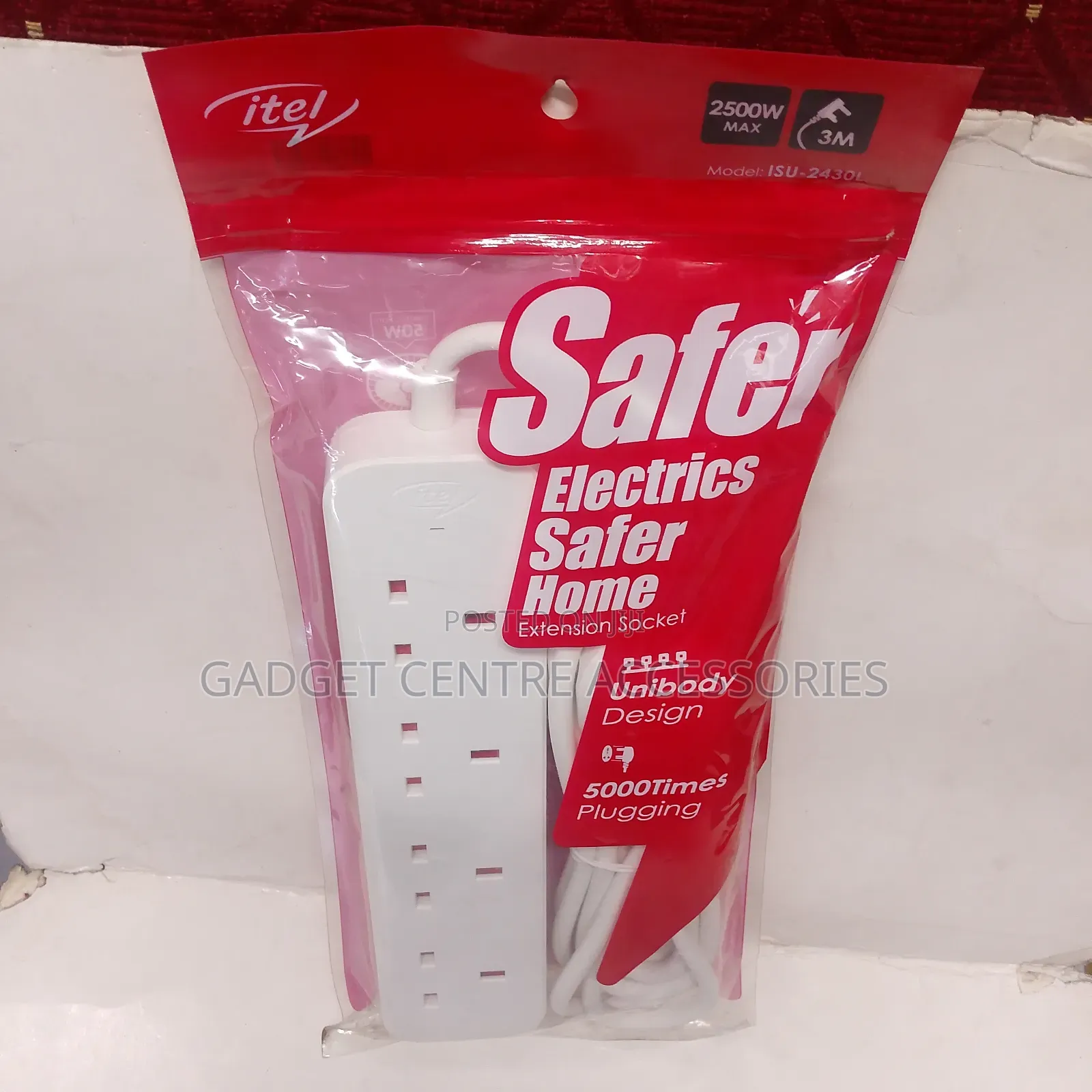 Original Itel 4way Extension,3m Cord