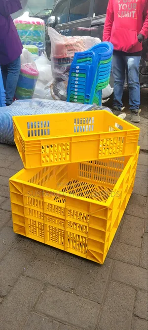 Yellow Plastic Crates Half and Large