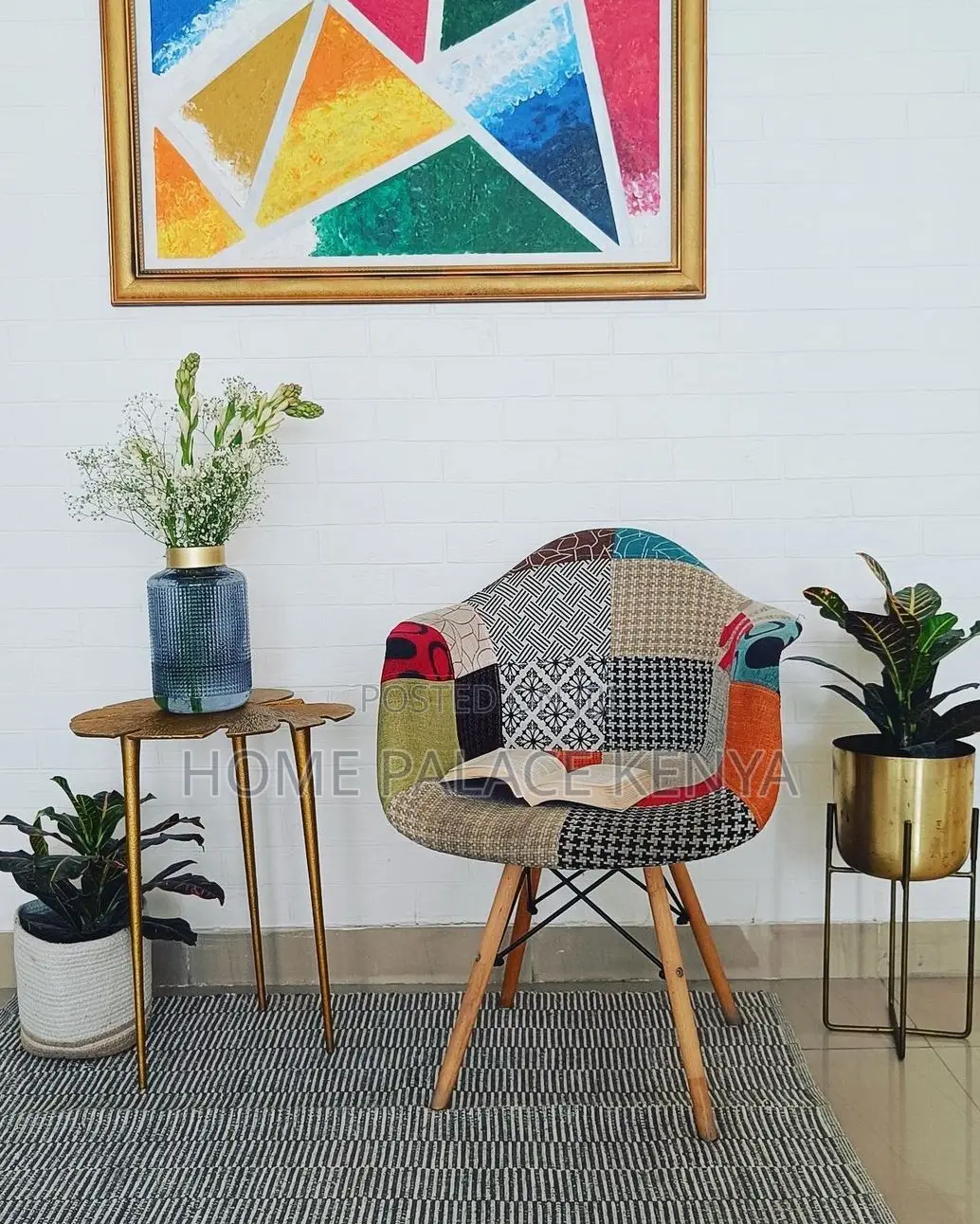 Dining Chair: Tribal Print Upholstered Modern Chair