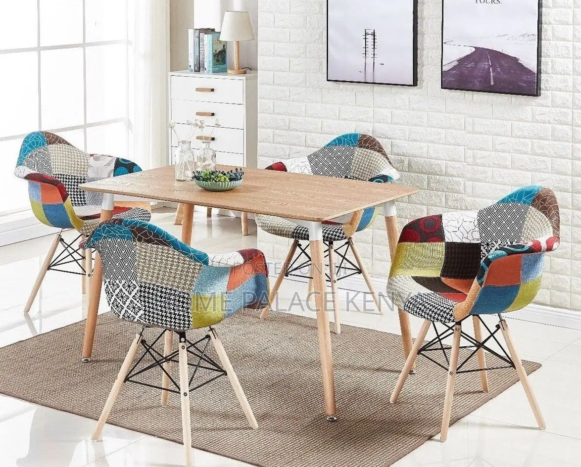 Dining Chair: Tribal Print Upholstered Modern Chair