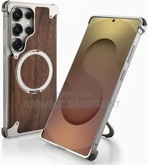Samsung Galaxy S26 Ultra Magnetic Wood Case Cover With 360° Ring Stand