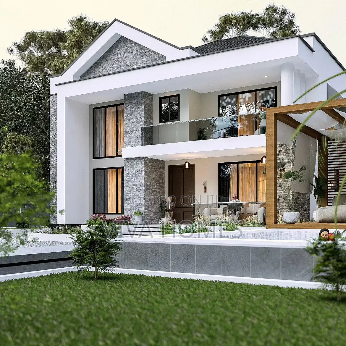5 Bedroom Mansion Contemporary Architecture, Elevated.
