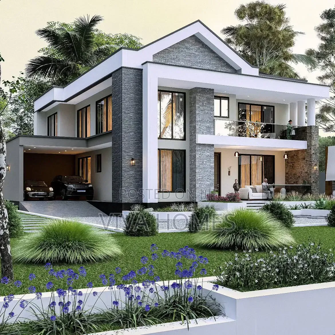5 Bedroom Mansion Contemporary Architecture, Elevated.