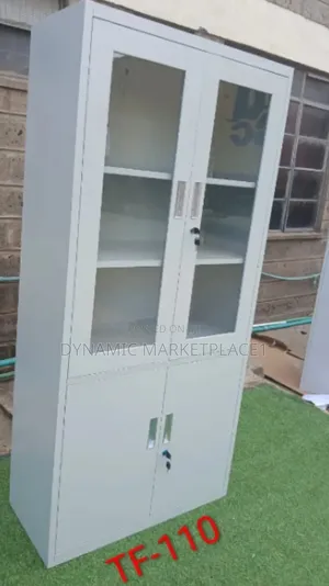 Modern File Cabinet With Lockable Glass Door