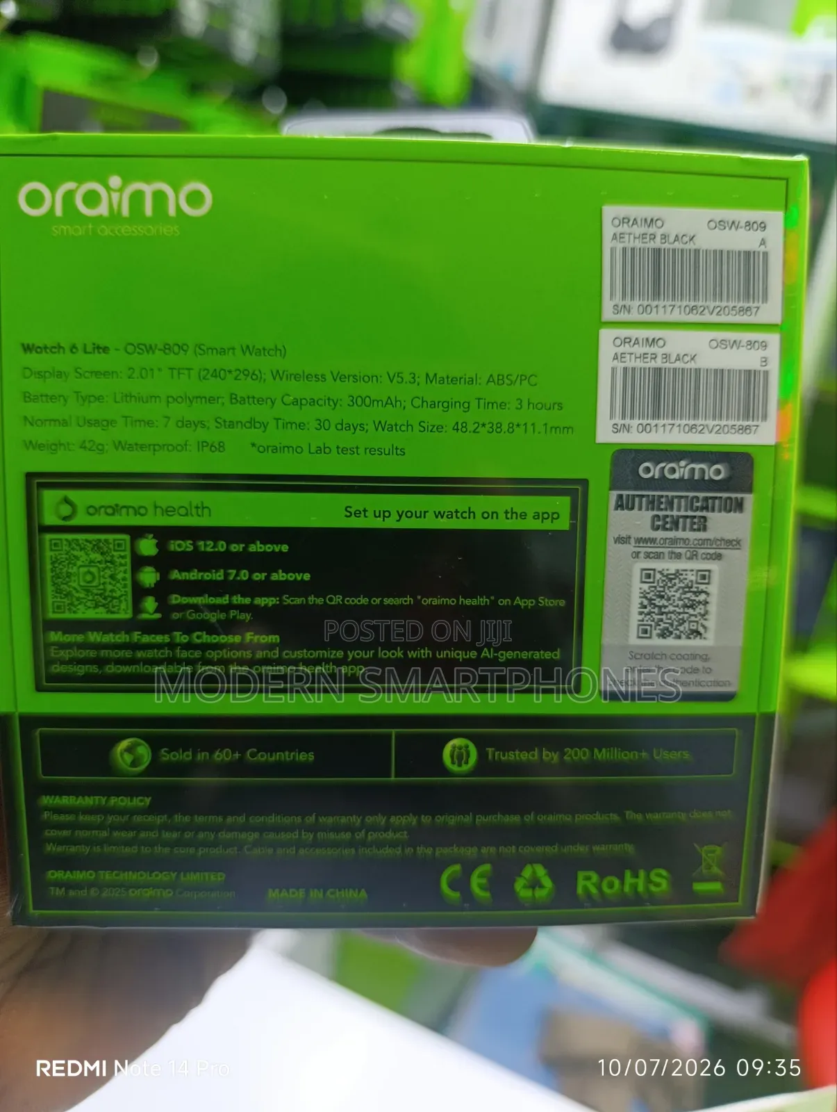 Oraimo Watch 6 Lite 2.01'' Smart Watch With Cool Ui Interface