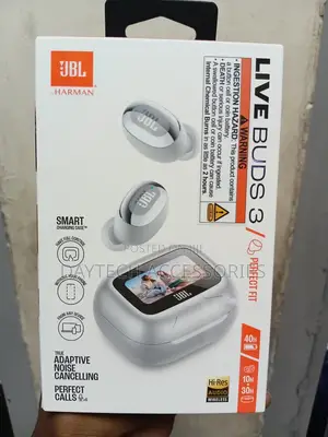 JBL Live Buds 3 True Wireless Earbuds in Silver.