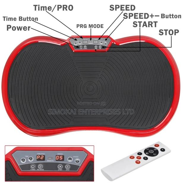 Red Vibration Plate Exercise Machine – Full Body Shaking Fitness Plate - thumbnail 4