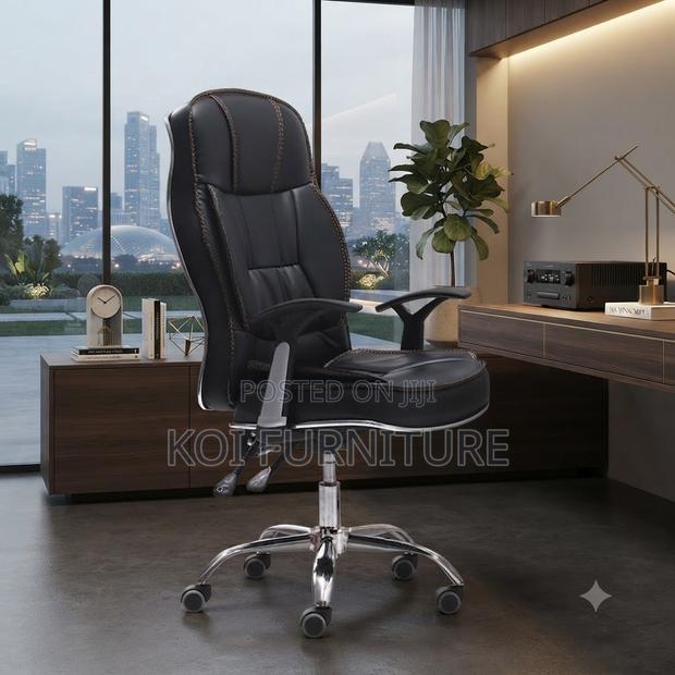 Office Chairs; Recliner Leather High Contoured Back Chairs - thumbnail 2