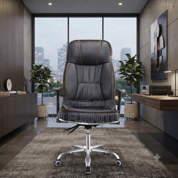 Office Chairs; Recliner Leather High Contoured Back Chairs - thumbnail 6