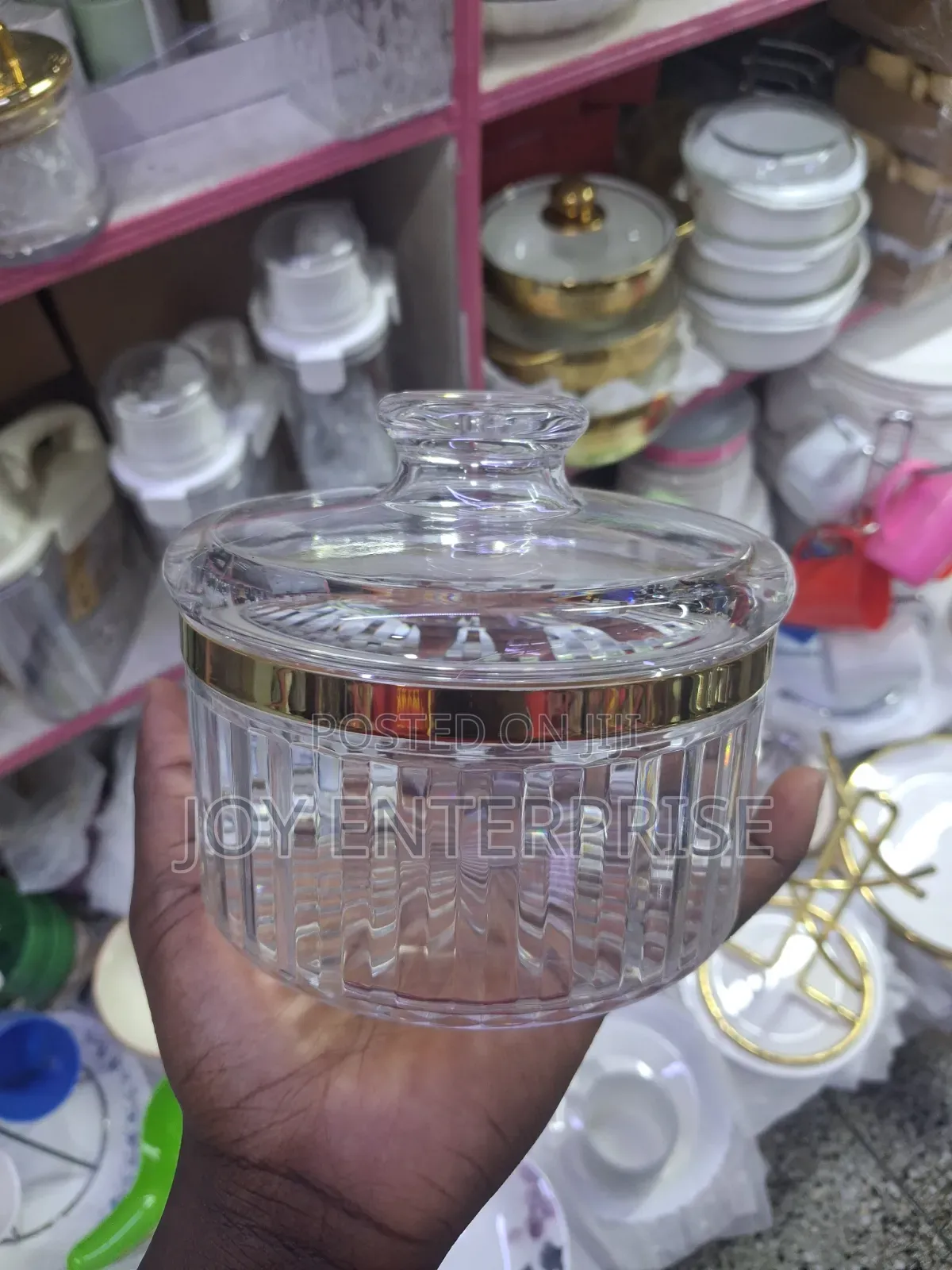 Acrylic Sugar Dish Classic With Gold Ring