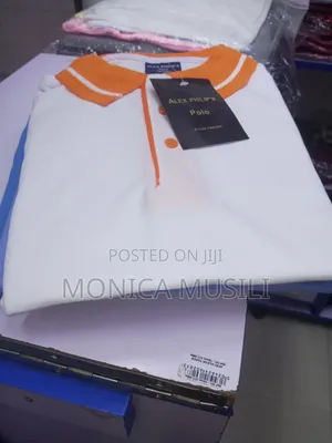 White Body, Orange Collar Poloshirts