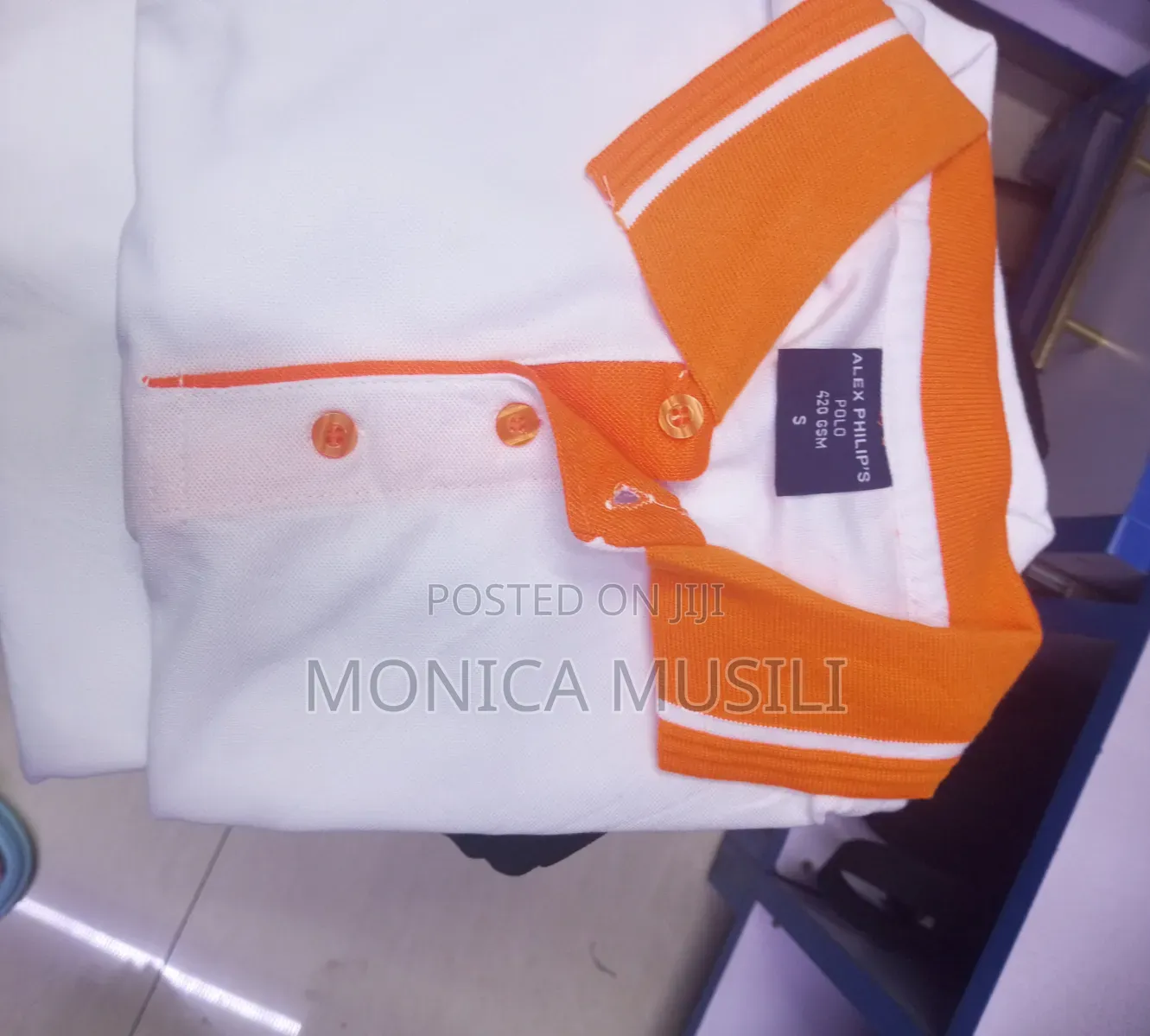 White Body, Orange Collar Poloshirts