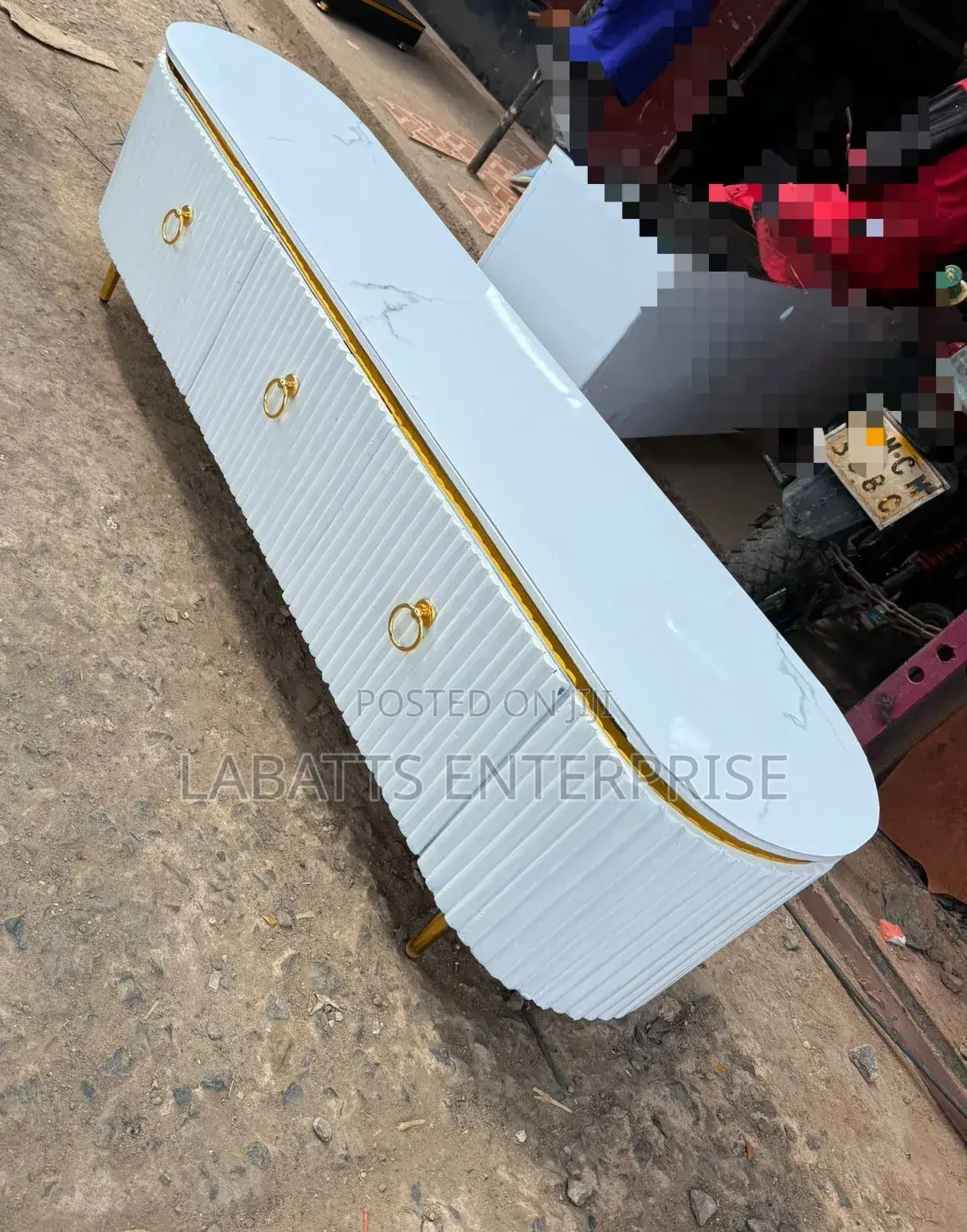 6ft Executive TV Stand With Marble Sheet Top