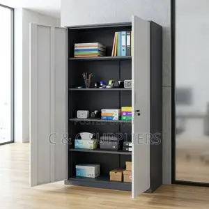 2-Swing Door Gray Metallic Office Cabinet
