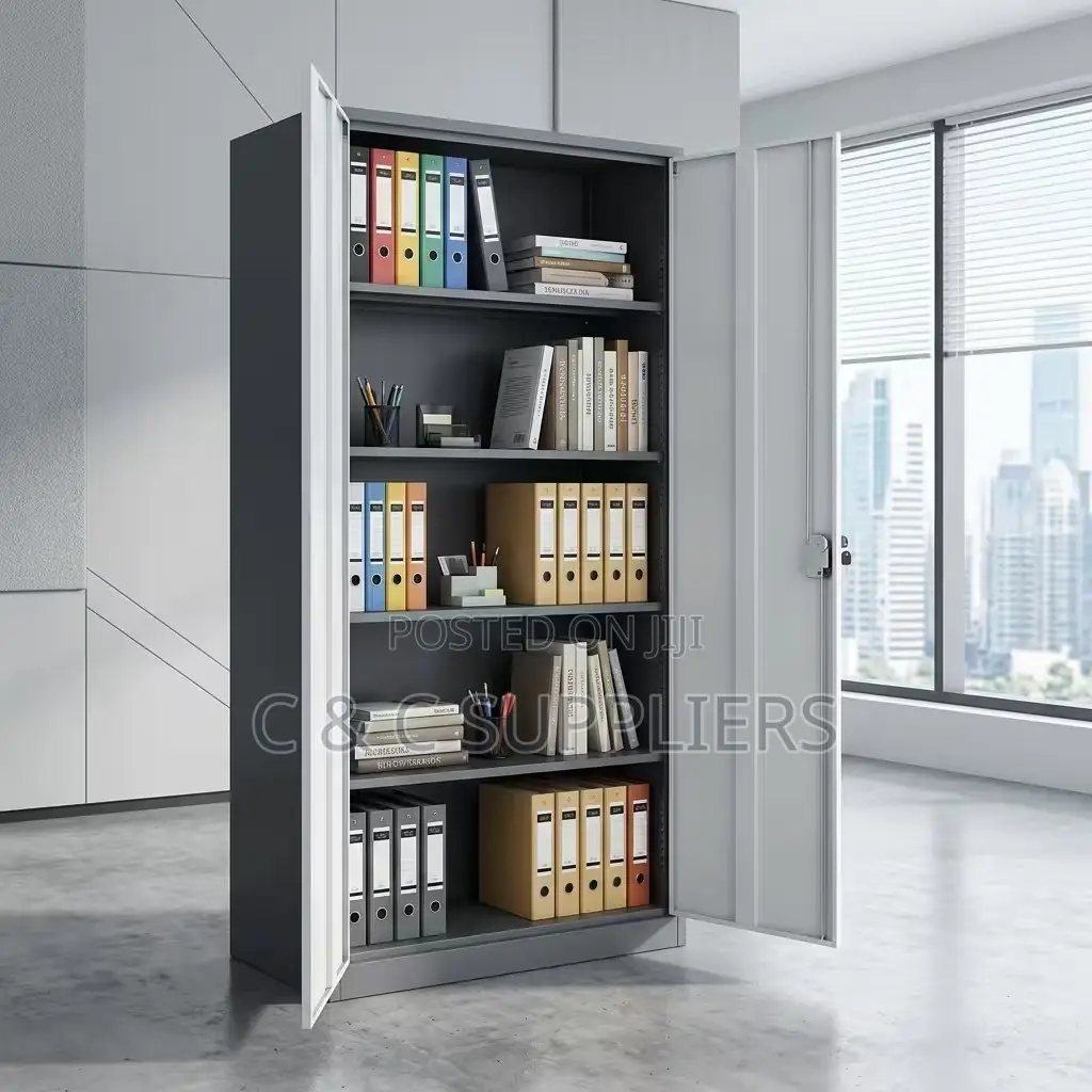 2-Swing Door Gray Metallic Office Cabinet