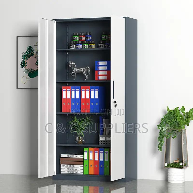 2-Swing Door Gray Metallic Office Cabinet