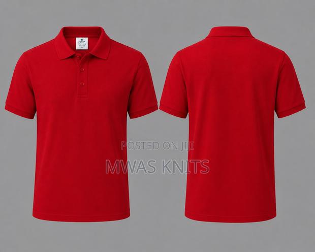 Red Plain Polo Tshirt Fashion - thumbnail 3