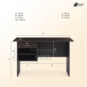 Office Desk : 900cm 2-Drawer Open Study Desk