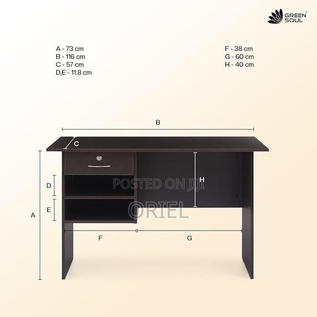 Office Desk : 900cm 2-Drawer Open Study Desk - thumbnail 3