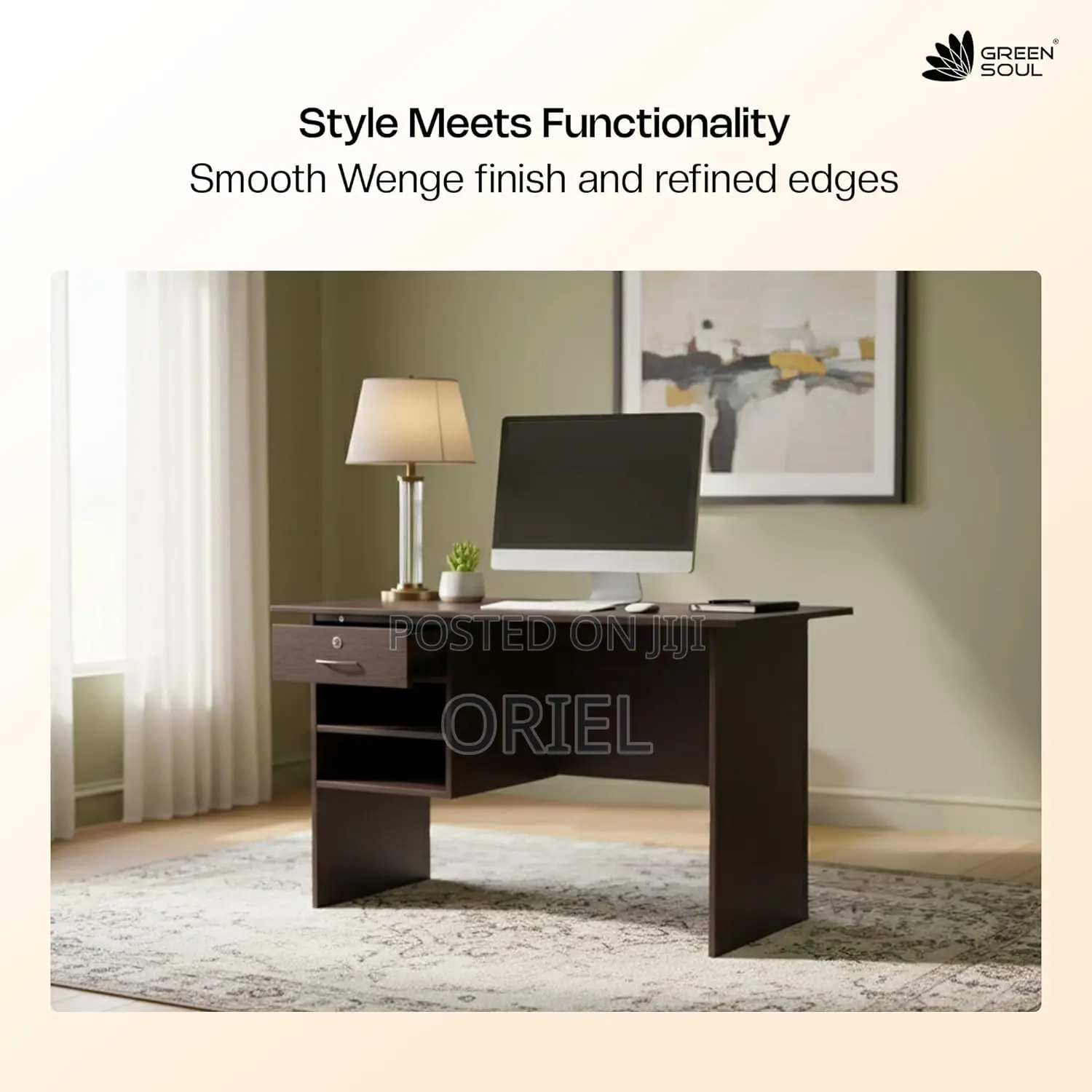 Office Desk : 900cm 2-Drawer Open Study Desk