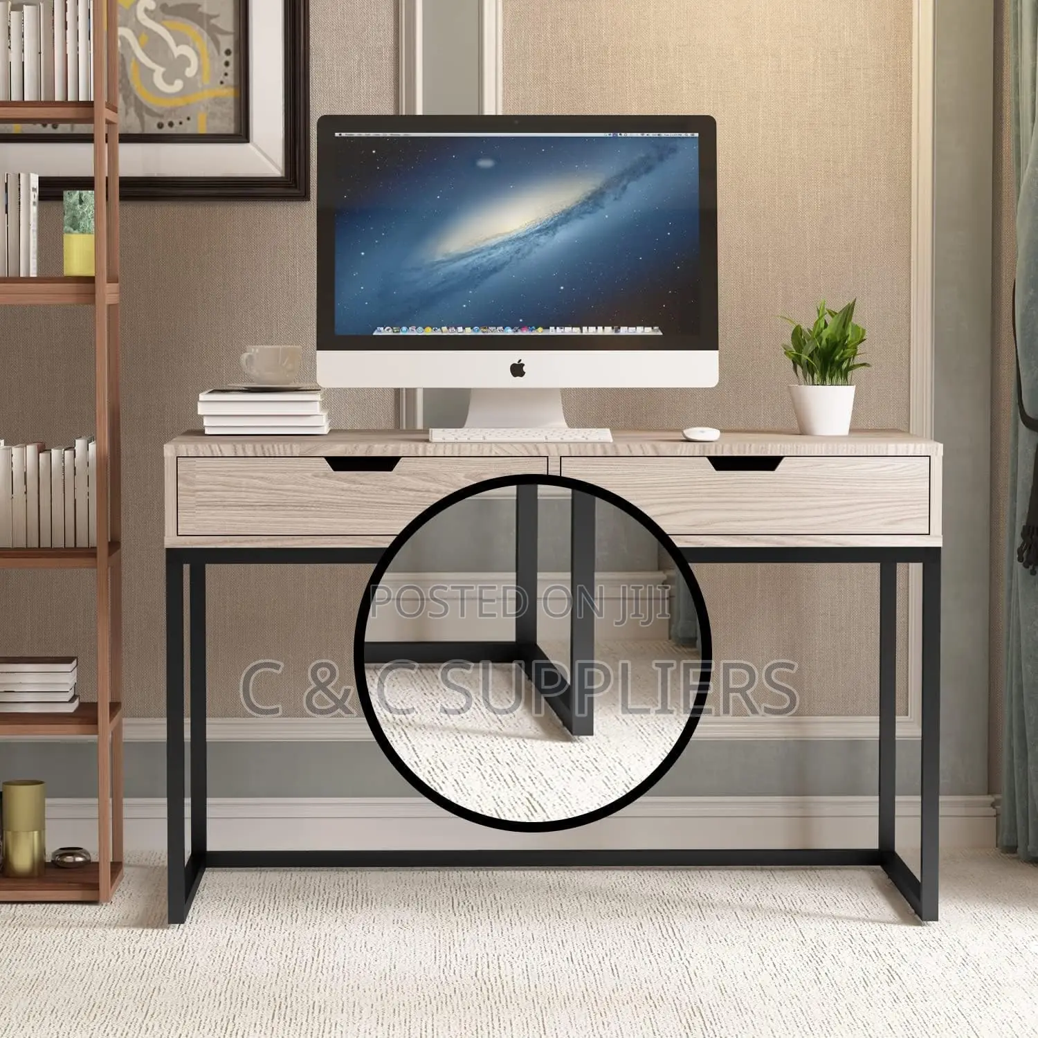 Brown Generic Study Desk With Drawers.