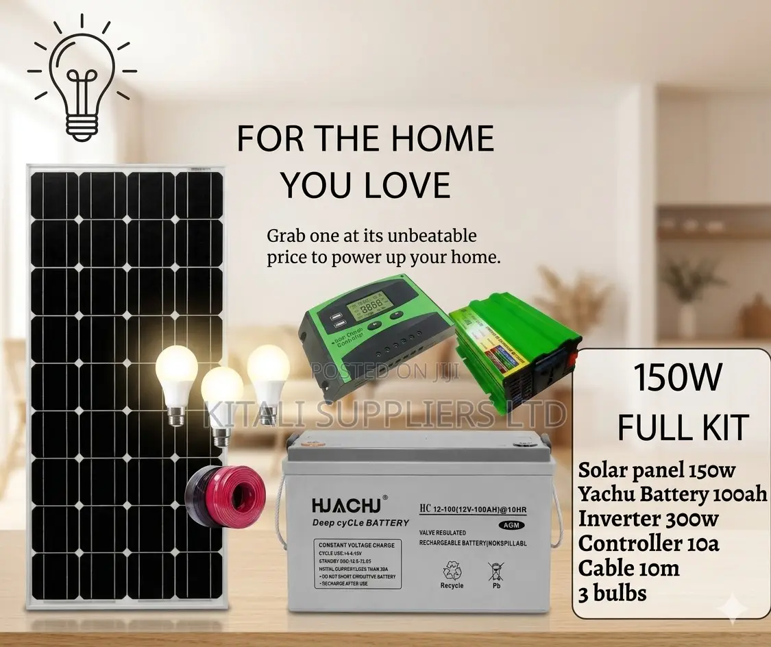 150w Solar Panel Full Kit With 100ah Deep Cycle Battery 300w Inver