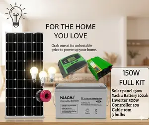 150w Solar Panel Full Kit With 100ah Deep Cycle Battery 300w Inver