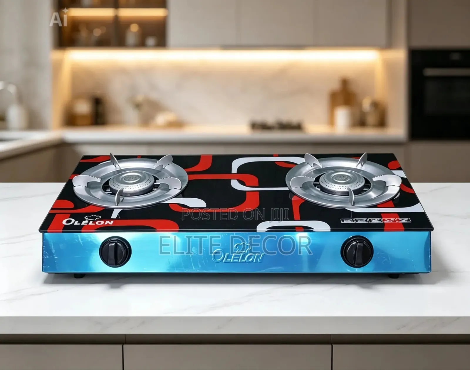 Olelon 2 Burner Glass Top Cooker Auto Ignition