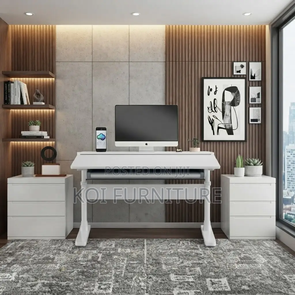 Office Desk; Hand Crank Manual Height Adjustable Office Computer Desk