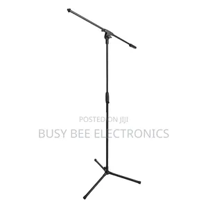 Black Tripod Base Microphone Stand With Boom