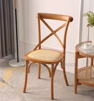 Banquet Chair: French X Backed Natural Wooden Chair