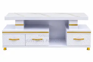 Modern White Marble Tv Stand With 3 Drawers