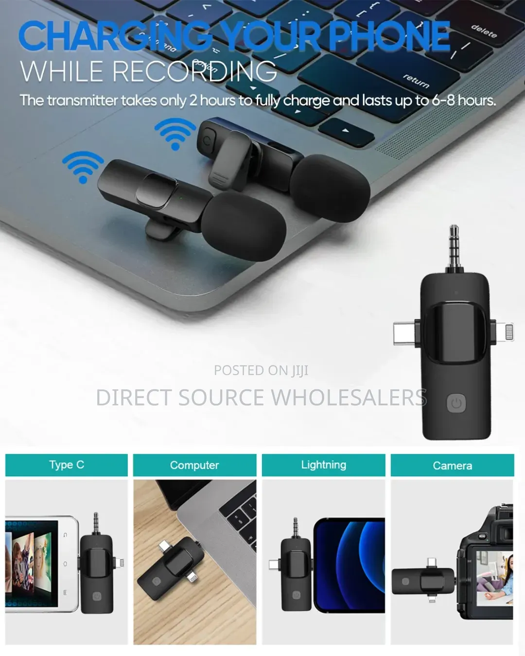 Portable Recording 3in1 Wireless Lavalier Microphone