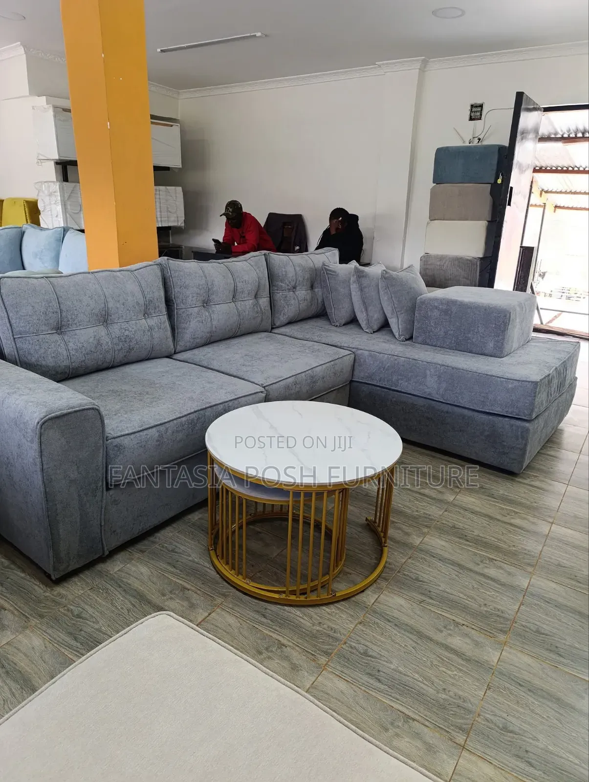 Grey L-Shaped Sofa Set