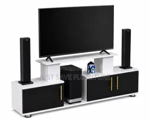 Modern Black White Tv Stand With Storage Cabinets