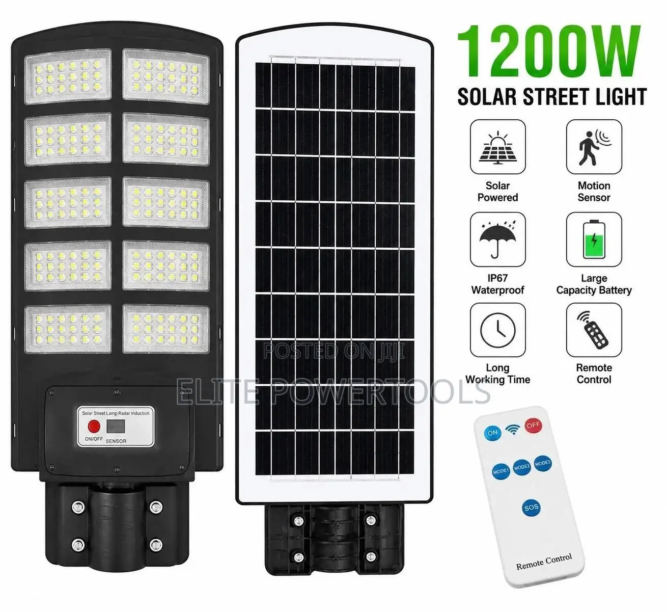 1200w All-in-one Solar Led Street Light With Remote Control Motio