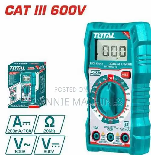Total Tmt460012 Digital Multimeter2000 Counts Lcd Display 600v
