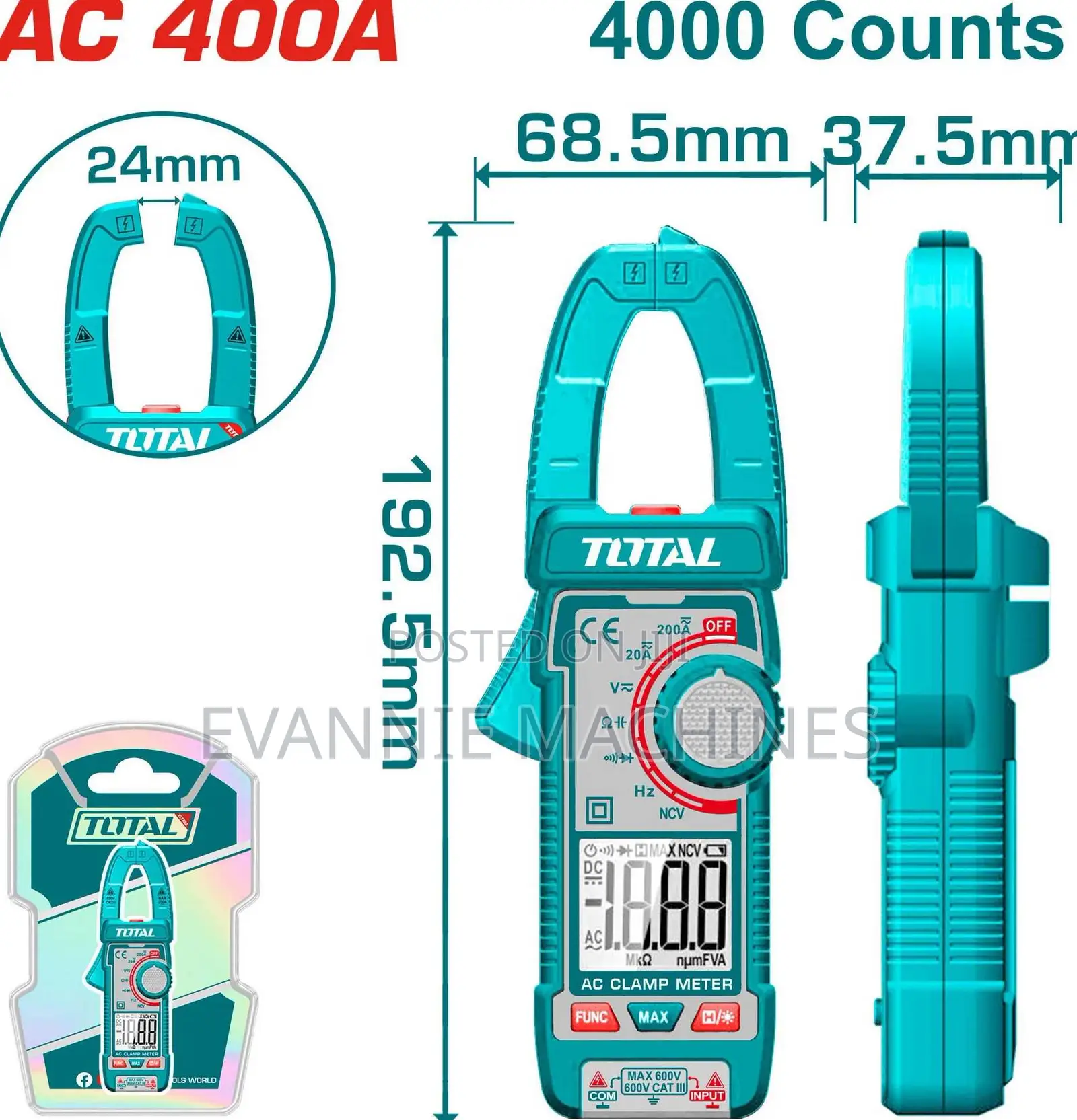 Tmt762001 Digital Ac Clamp Meter 400v 4000counts